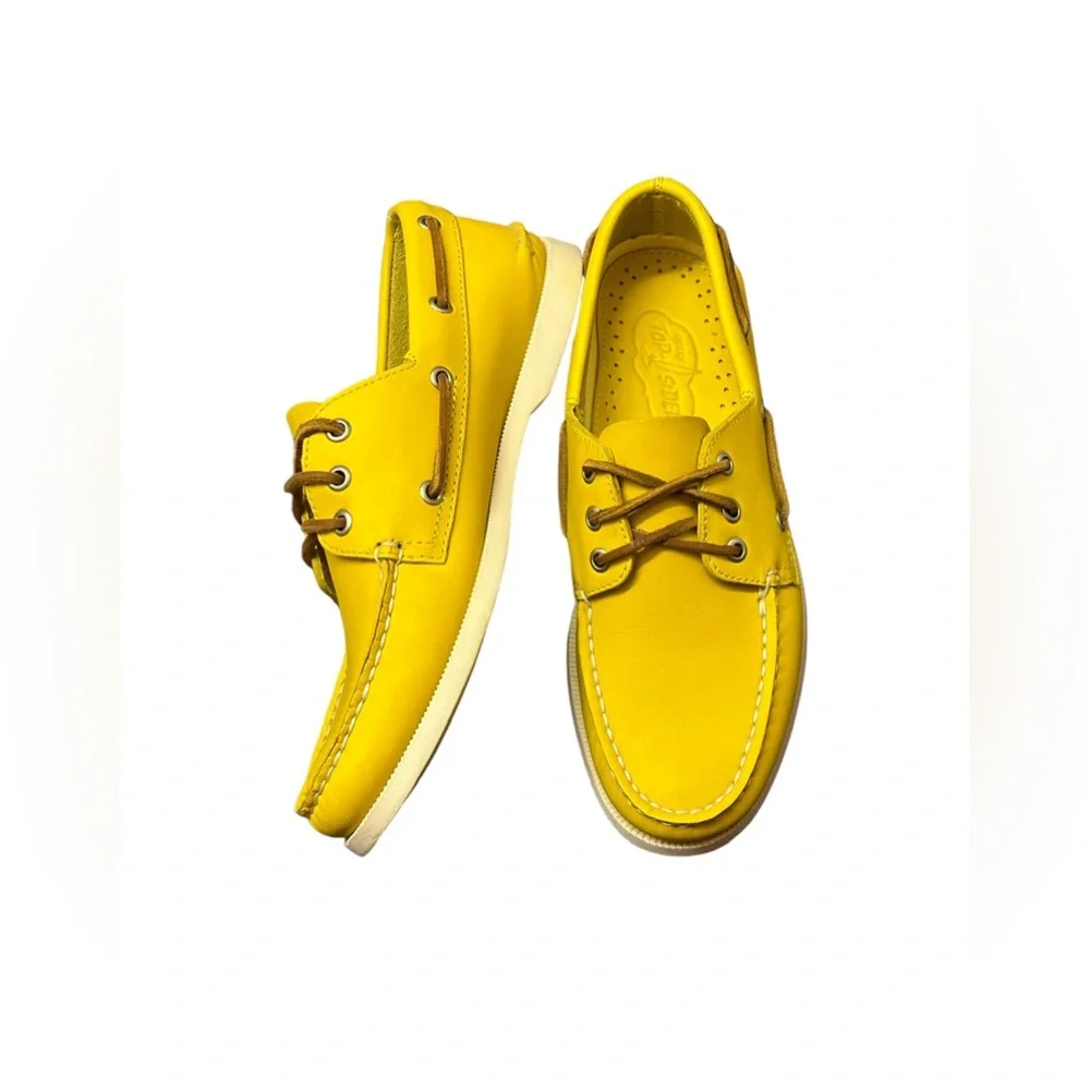 Sperry Men’s Authentic Original Top Sider 3-Eye Yellow Leather Boat Shoes - Sz 8